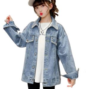 imageRolanko Girls Denim Jackets Basic Oversized Jean Jacket for Girls Fall Outwear Button Down Trucker Jacket 514 YearsA2pearl