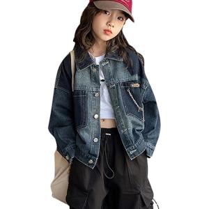 imageRolanko Girls Denim Jackets Basic Oversized Jean Jacket for Girls Fall Outwear Button Down Trucker Jacket 514 YearsA4spliced