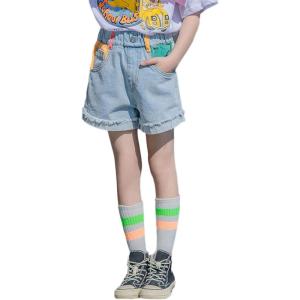 imageRolanko Girls Denim Shorty Shorts Elastic Waist Kids Summer Jean Shorts 414 YearsA5crimping