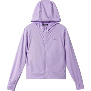 imageRolanko Kids UPF50 Zip Up Hoodie Thumbholes Girls Quick Dry Light Sun Protective Athletic Jacket with PocketsPurple