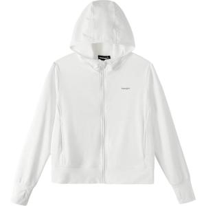 imageRolanko Kids UPF50 Zip Up Hoodie Thumbholes Girls Quick Dry Light Sun Protective Athletic Jacket with PocketsWhite