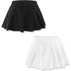 imageRolanko Skorts for Girls Skirts 2 Pack Cotton Kids Shorts Casual Play School Tennis 29 YearsA3blackwhite