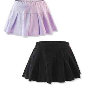 imageRolanko Skorts for Girls Skirts 2 Pack Cotton Kids Shorts Casual Play School Tennis 29 YearsA4purpleblack