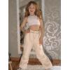 imageRolanko Girls Cargo Pants Wide leg Cargo Sweatpants High Waist Kids Joggers with Pockets 414 YearsApricot