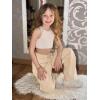 imageRolanko Girls Cargo Pants Wide leg Cargo Sweatpants High Waist Kids Joggers with Pockets 414 YearsApricot