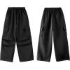 imageRolanko Girls Cargo Pants Wide leg Cargo Sweatpants High Waist Kids Joggers with Pockets 414 YearsBlack