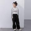 imageRolanko Girls Cargo Pants Wide leg Cargo Sweatpants High Waist Kids Joggers with Pockets 414 YearsBlack