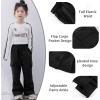 imageRolanko Girls Cargo Pants Wide leg Cargo Sweatpants High Waist Kids Joggers with Pockets 414 YearsBlack
