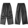 imageRolanko Girls Cargo Pants Wide leg Cargo Sweatpants High Waist Kids Joggers with Pockets 414 YearsDarkgrey