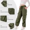 imageRolanko Girls Cargo Pants Wide leg Cargo Sweatpants High Waist Kids Joggers with Pockets 414 YearsGreen