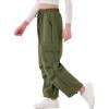 imageRolanko Girls Cargo Pants Wide leg Cargo Sweatpants High Waist Kids Joggers with Pockets 414 YearsGreen