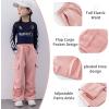 imageRolanko Girls Cargo Pants Wide leg Cargo Sweatpants High Waist Kids Joggers with Pockets 414 YearsPink