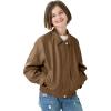imageRolanko Girls Faux Leather Jacket Kids Zip Up Motorcycle Biker Outerwear Coat Pleather Bomber Jacket with Pockets 515 YearsBrown