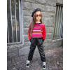 imageRolanko Girls Faux Leather Pants Straight Wide Leg Streetwear Trousers with Pockets Kids Pants 414 YearsMatteblack