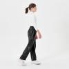 imageRolanko Girls Faux Leather Pants Straight Wide Leg Streetwear Trousers with Pockets Kids Pants 414 YearsMatteblack