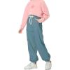 imageRolanko Girls Fleece Sweatpants Baggy Jogger Pants High Waist Kids Sweats Trousers with Pockets 515 YearsBlue