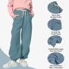 imageRolanko Girls Fleece Sweatpants Baggy Jogger Pants High Waist Kids Sweats Trousers with Pockets 515 YearsBlue