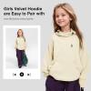imageRolanko Girls Hoodies Fleece Sweatshirts Long Sleeve Cozy lightweight Pullover Tops with Pocket Kids Warm Velvet OutwearBeige
