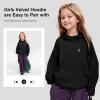 imageRolanko Girls Hoodies Fleece Sweatshirts Long Sleeve Cozy lightweight Pullover Tops with Pocket Kids Warm Velvet OutwearBlack