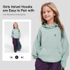imageRolanko Girls Hoodies Fleece Sweatshirts Long Sleeve Cozy lightweight Pullover Tops with Pocket Kids Warm Velvet OutwearGreen