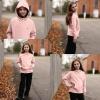 imageRolanko Girls Hoodies Fleece Sweatshirts Long Sleeve Cozy lightweight Pullover Tops with Pocket Kids Warm Velvet OutwearPink