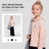 imageRolanko Girls Hoodies Fleece Sweatshirts Long Sleeve Cozy lightweight Pullover Tops with Pocket Kids Warm Velvet OutwearPink
