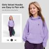 imageRolanko Girls Hoodies Fleece Sweatshirts Long Sleeve Cozy lightweight Pullover Tops with Pocket Kids Warm Velvet OutwearPurple
