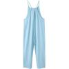 imageRolanko Girls Jumpsuit Knitted Sleeveless Overalls Wide Leg Pants Romper for Kids Loose Jumpers with Pockets 514 YBlue