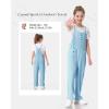 imageRolanko Girls Jumpsuit Knitted Sleeveless Overalls Wide Leg Pants Romper for Kids Loose Jumpers with Pockets 514 YBlue