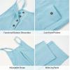 imageRolanko Girls Jumpsuit Knitted Sleeveless Overalls Wide Leg Pants Romper for Kids Loose Jumpers with Pockets 514 YBlue