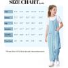 imageRolanko Girls Jumpsuit Knitted Sleeveless Overalls Wide Leg Pants Romper for Kids Loose Jumpers with Pockets 514 YBlue