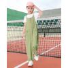 imageRolanko Girls Jumpsuit Knitted Sleeveless Overalls Wide Leg Pants Romper for Kids Loose Jumpers with Pockets 514 YGreen
