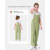 imageRolanko Girls Jumpsuit Knitted Sleeveless Overalls Wide Leg Pants Romper for Kids Loose Jumpers with Pockets 514 YGreen