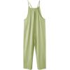 imageRolanko Girls Jumpsuit Knitted Sleeveless Overalls Wide Leg Pants Romper for Kids Loose Jumpers with Pockets 514 YGreen
