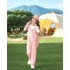 imageRolanko Girls Jumpsuit Knitted Sleeveless Overalls Wide Leg Pants Romper for Kids Loose Jumpers with Pockets 514 YPink