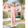imageRolanko Girls Jumpsuit Knitted Sleeveless Overalls Wide Leg Pants Romper for Kids Loose Jumpers with Pockets 514 YPink