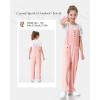 imageRolanko Girls Jumpsuit Knitted Sleeveless Overalls Wide Leg Pants Romper for Kids Loose Jumpers with Pockets 514 YPink