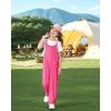 imageRolanko Girls Jumpsuit Knitted Sleeveless Overalls Wide Leg Pants Romper for Kids Loose Jumpers with Pockets 514 YRose