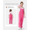imageRolanko Girls Jumpsuit Knitted Sleeveless Overalls Wide Leg Pants Romper for Kids Loose Jumpers with Pockets 514 YRose