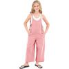 imageRolanko Girls Jumpsuit Sleeveless Romper Wide Leg Pants Overalls for Kids Loose Jumpers with Pockets 414 YearsA1light Pink