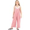 imageRolanko Girls Jumpsuit Sleeveless Romper Wide Leg Pants Overalls for Kids Loose Jumpers with Pockets 414 YearsA1light Pink