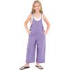 imageRolanko Girls Jumpsuit Sleeveless Romper Wide Leg Pants Overalls for Kids Loose Jumpers with Pockets 414 YearsA1purple