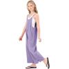 imageRolanko Girls Jumpsuit Sleeveless Romper Wide Leg Pants Overalls for Kids Loose Jumpers with Pockets 414 YearsA1purple