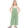imageRolanko Girls Jumpsuit Sleeveless Romper Wide Leg Pants Overalls for Kids Loose Jumpers with Pockets 414 YearsA1sagegreen