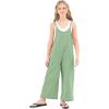 imageRolanko Girls Jumpsuit Sleeveless Romper Wide Leg Pants Overalls for Kids Loose Jumpers with Pockets 414 YearsA1sagegreen