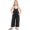imageRolanko Girls Jumpsuit Sleeveless Romper Wide Leg Pants Overalls for Kids Loose Jumpers with Pockets 414 YearsBlack
