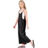 imageRolanko Girls Jumpsuit Sleeveless Romper Wide Leg Pants Overalls for Kids Loose Jumpers with Pockets 414 YearsBlack