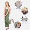 imageRolanko Girls Jumpsuit Sleeveless Romper Wide Leg Pants Overalls for Kids Loose Jumpers with Pockets 414 YearsGreen