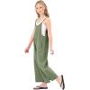 imageRolanko Girls Jumpsuit Sleeveless Romper Wide Leg Pants Overalls for Kids Loose Jumpers with Pockets 414 YearsGreen