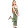 imageRolanko Girls Jumpsuit Sleeveless Romper Wide Leg Pants Overalls for Kids Loose Jumpers with Pockets 414 YearsGreen